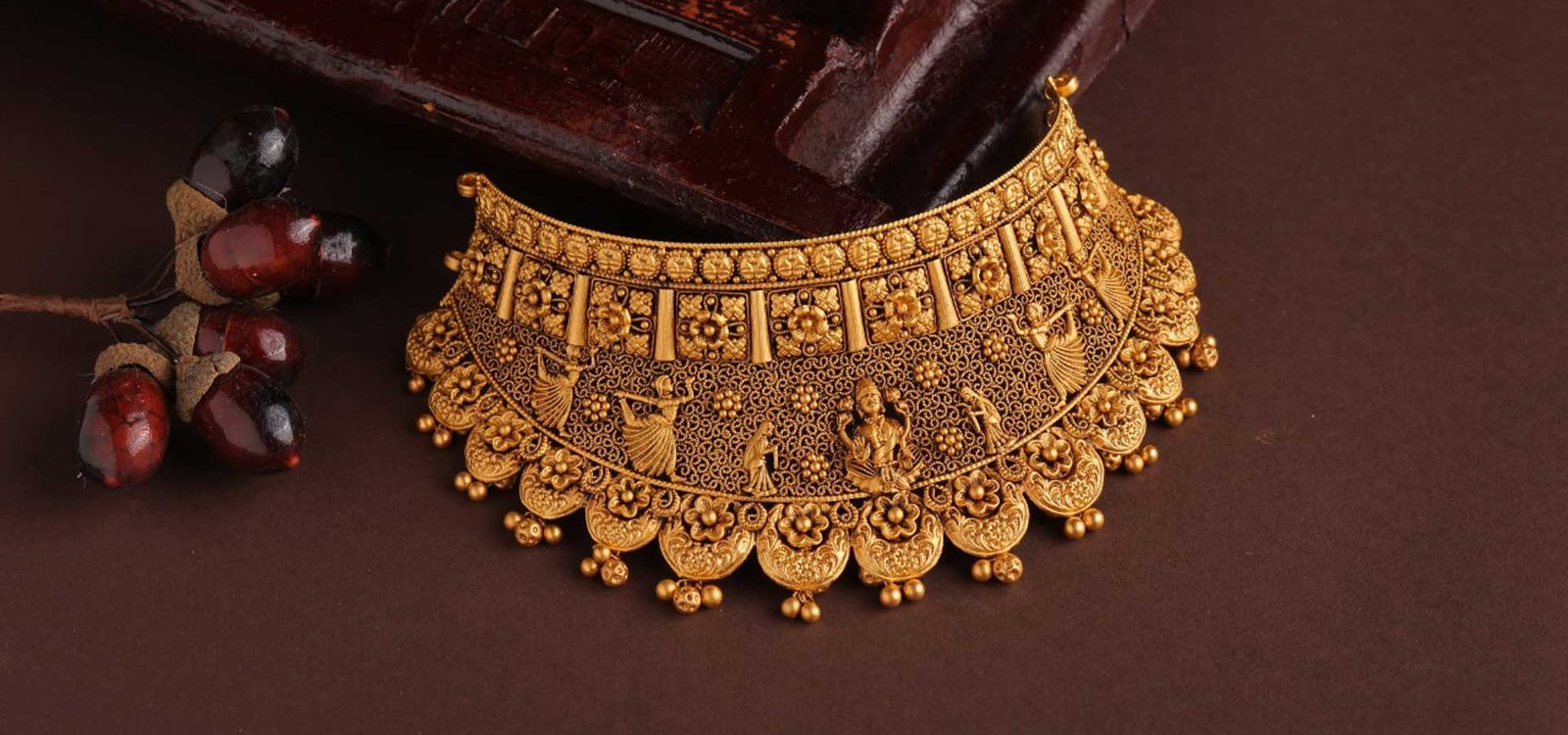 TC Gold handcrafted temple jewellery with deity motifs in 22kt gold