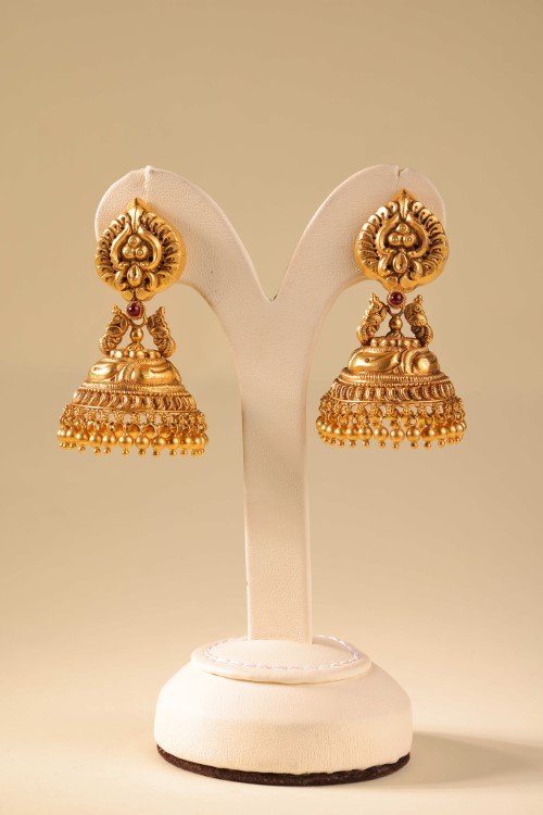 TC Gold jhumka earrings — Thrissur